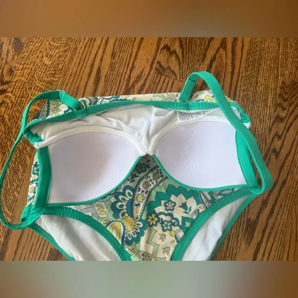 Boden Women's Emerald Foliage Paisley Colour Pop Cup Size 36B one piece Swimsuit - Picture 3 of 6